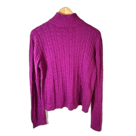 Lauren Ralph Lauren Mulberry Purple Full Zip Cotton Cable Cardigan Sweater Sz XL - Picture 7 of 13